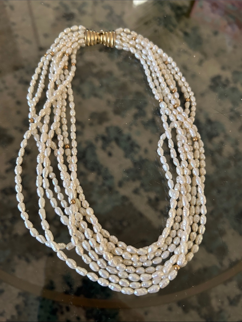 Vintage 90s multi strand freshwater cream pearl necklace